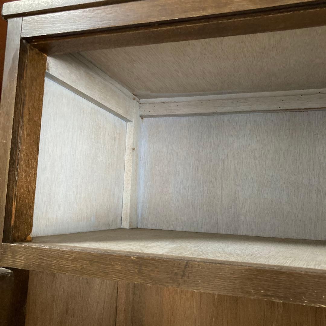 昭和レトロ　木製ガラス扉付き本棚