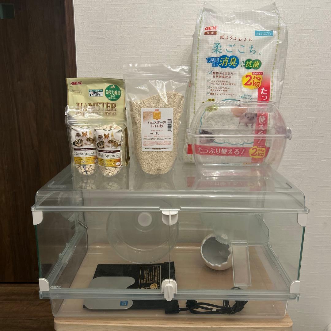 ケ*ん様 GEX グラスハーモニー600 ハムスター飼育セット　シートヒーター付