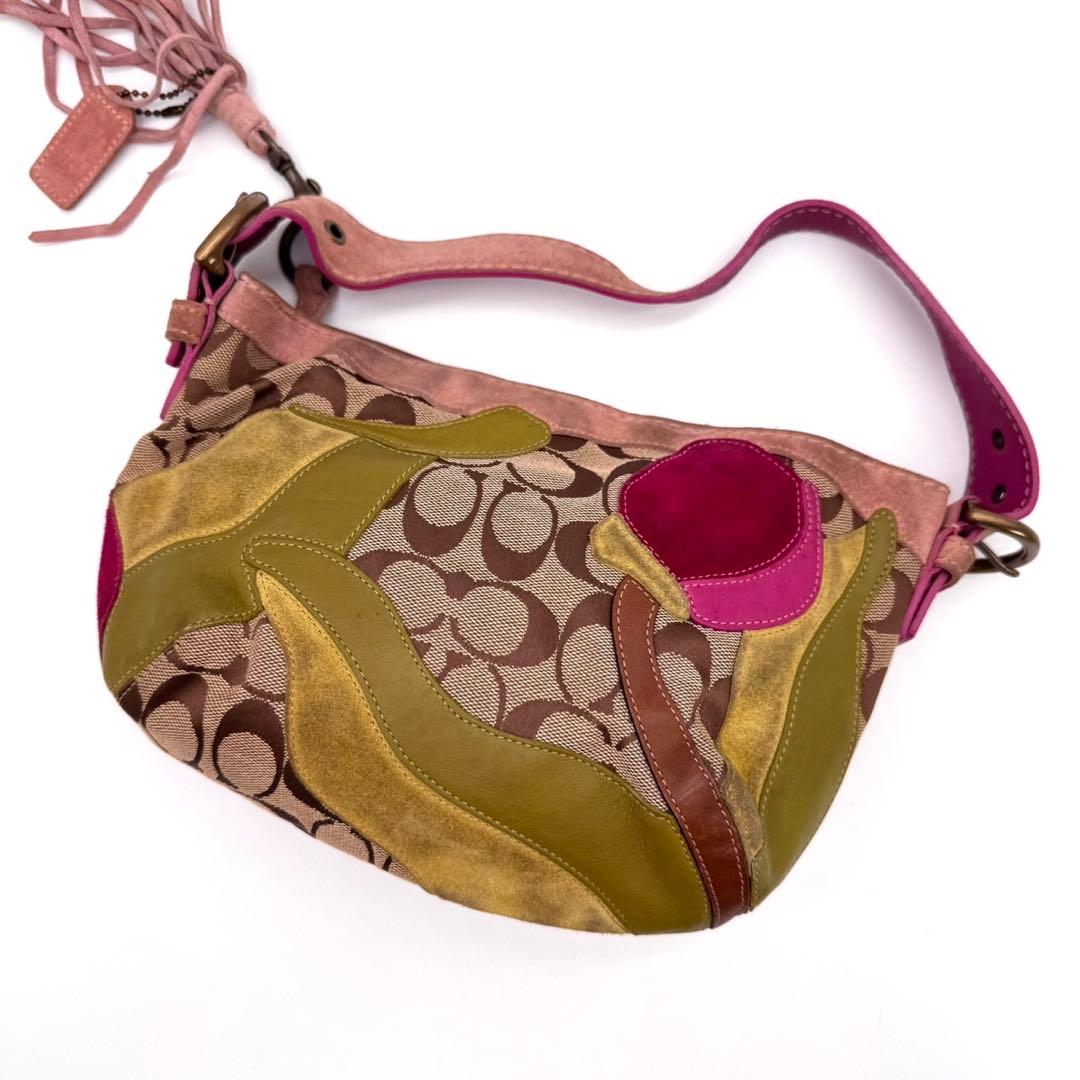 バッグ Vintage COACH Flower Patch Work Mini Bag