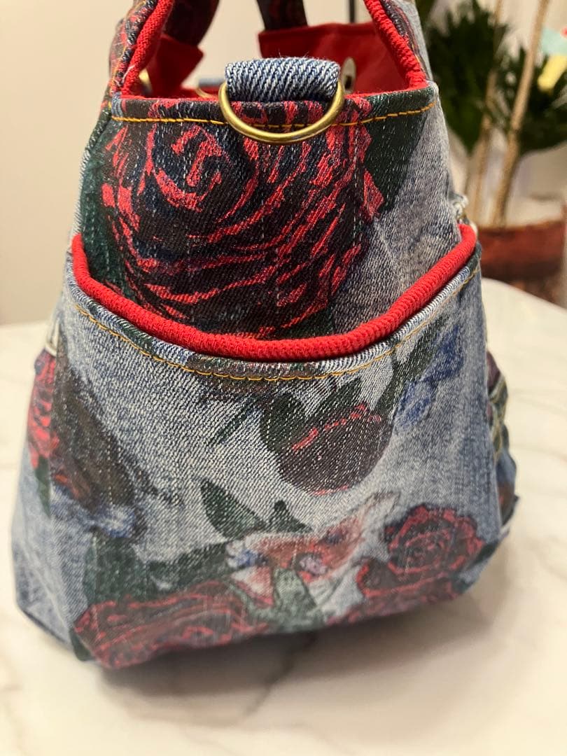 895 tatdwtg大きめデニムリメイクバック　ハンドメイド2点