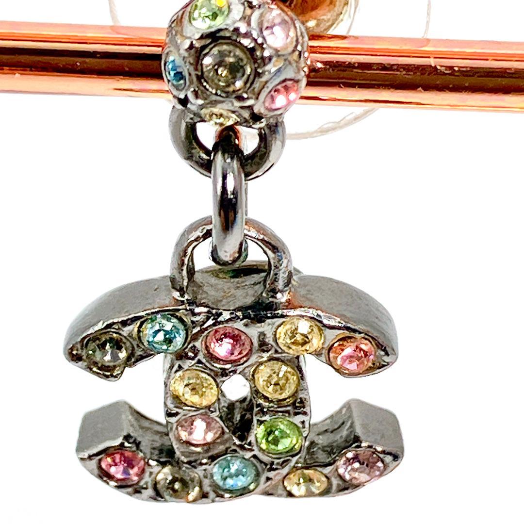 希少 レア CHANEL ココマーク マルチカラー ラインストーン ピアス 片耳