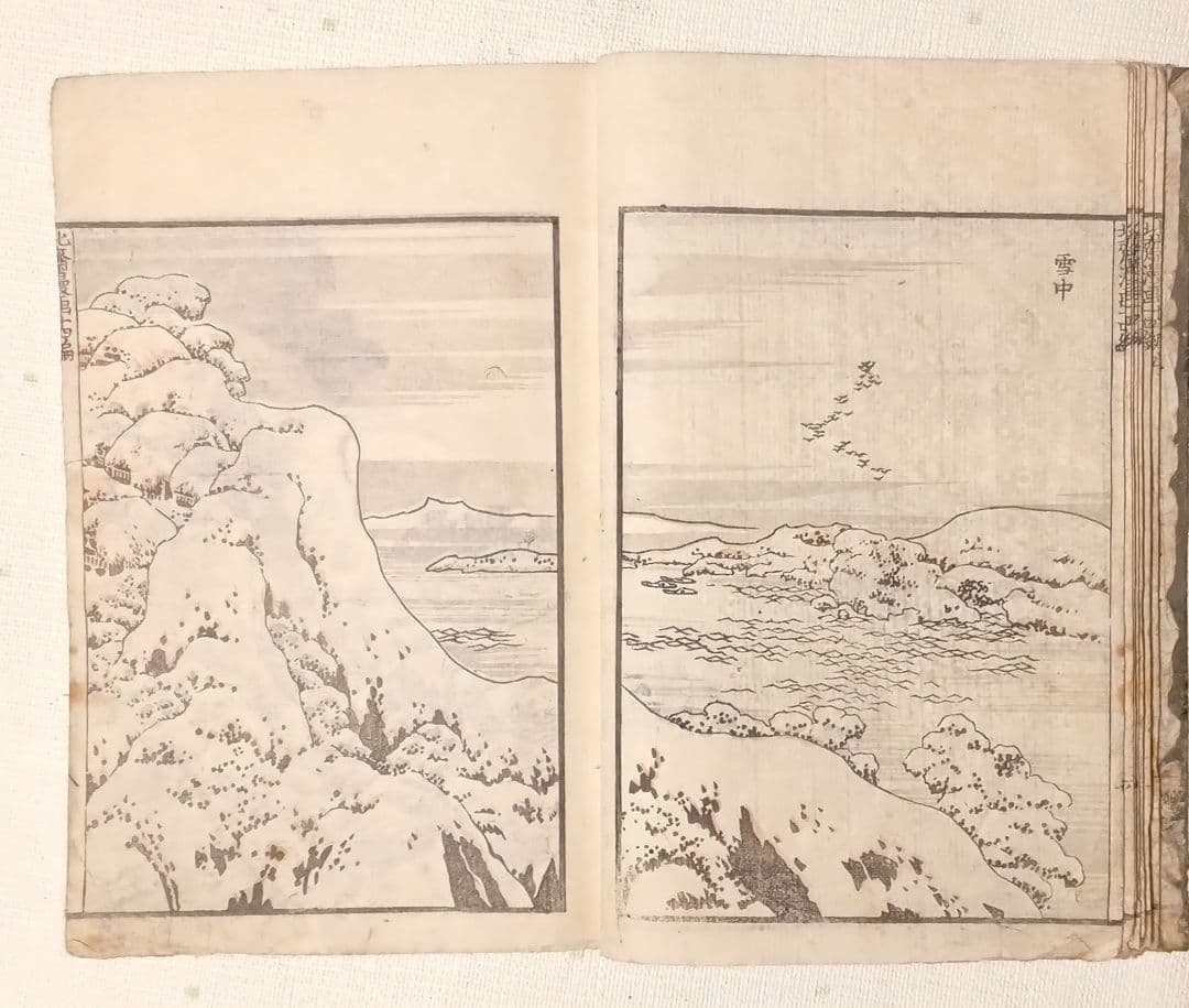 北斎漫画14編三色木版画本、葛飾北斎画、書肆永楽屋出版年嘉永以降江戸版