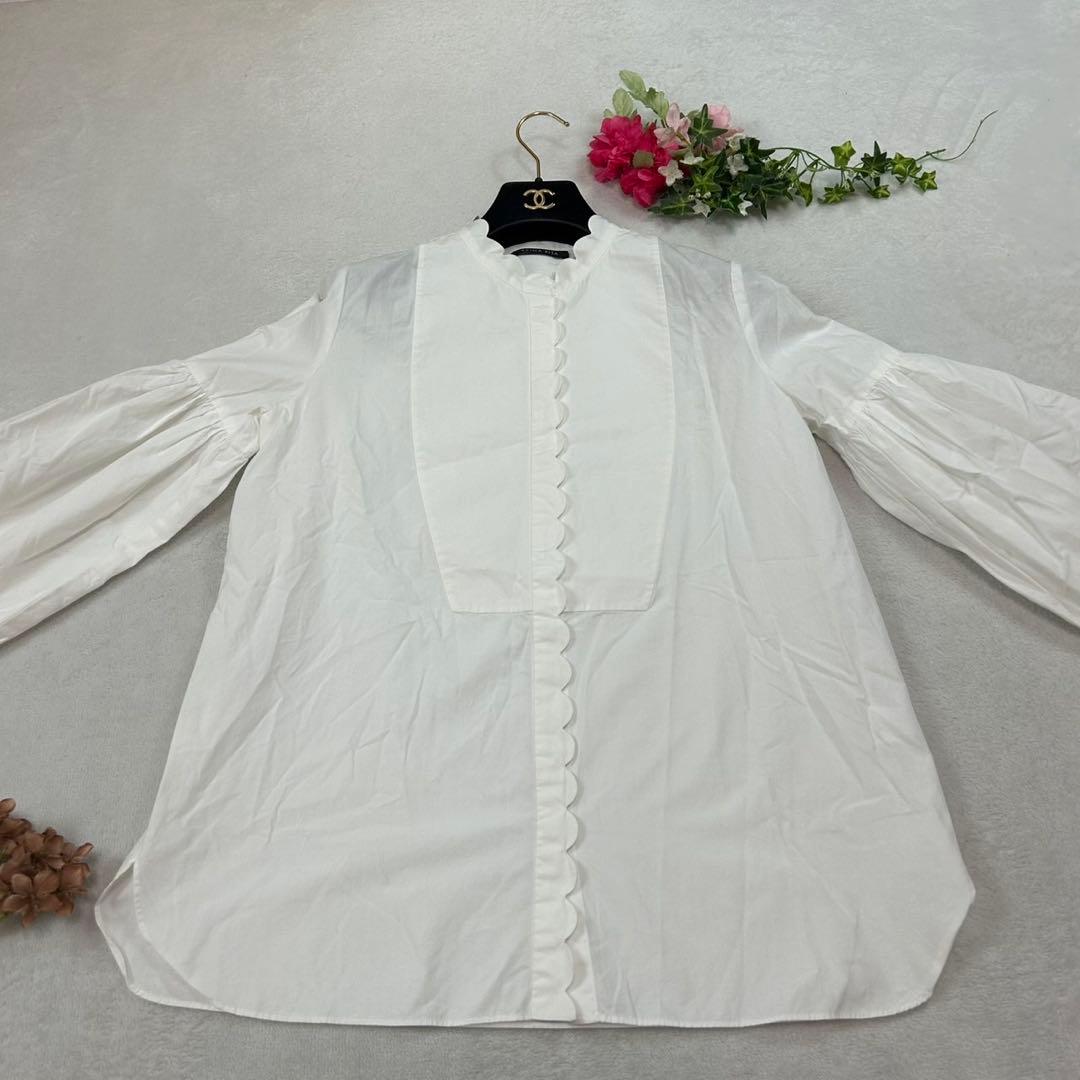 K41 M ケイナリタ スカラップパフスリーブ ブラウス ホワイト レディース