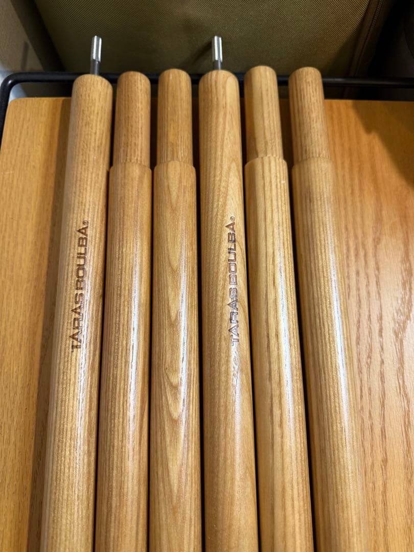 【美品】タラスブルバ　木製　タープポール240　2本組　ホワイトアッシュ