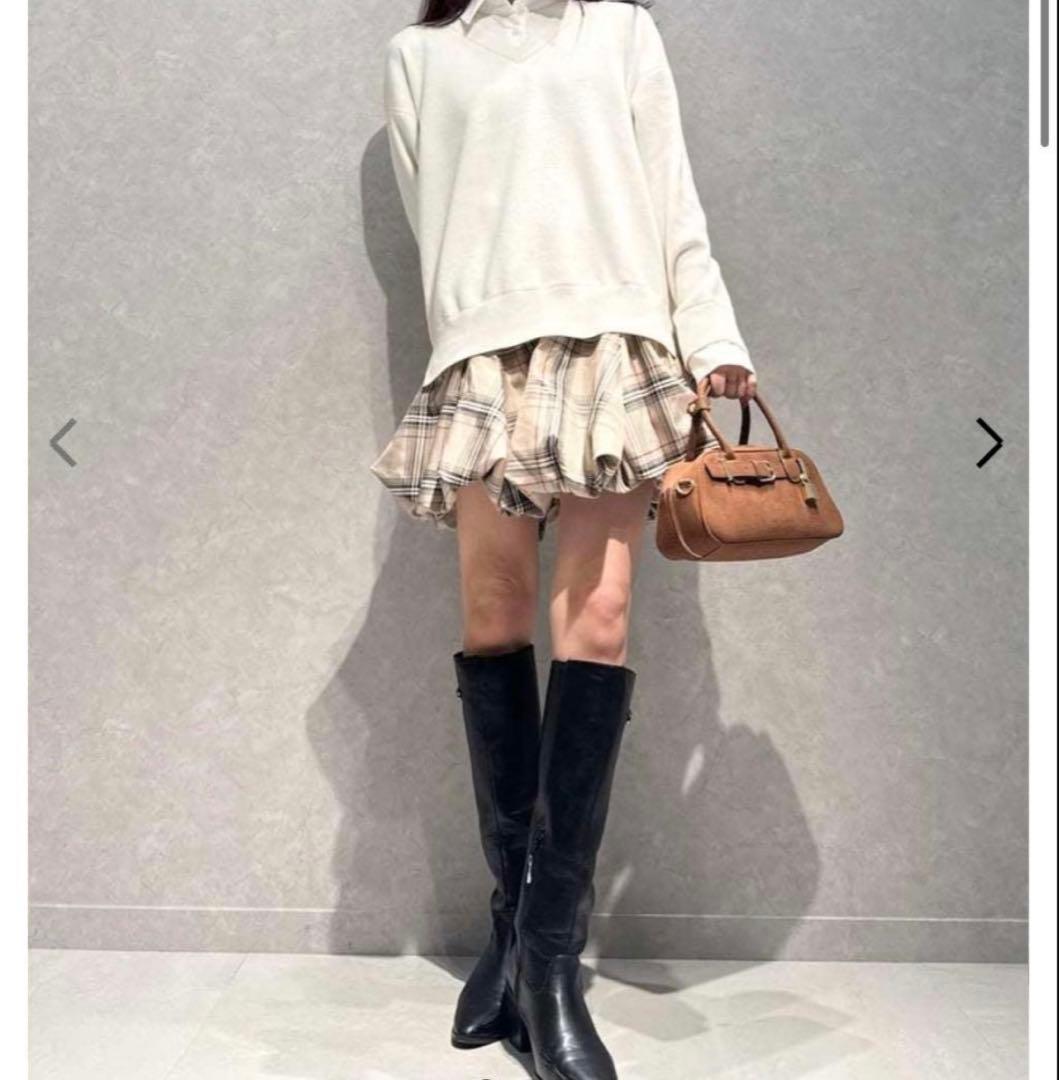 LILY BROWN ニットドッキングバルーンワンピース ivory