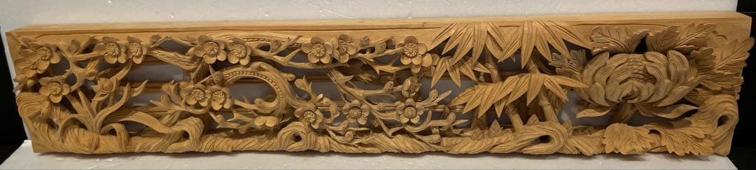 欄間　桜　菊　飾り　置物　住まい　美術品　アンティーク　コレクション