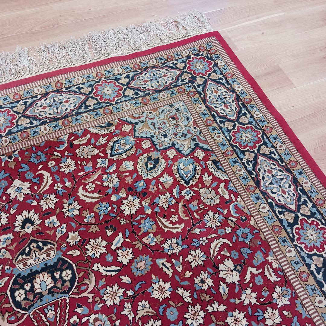 Y3055 最高級中国緞通 ウール×シルク 特大 大判217×301㎝