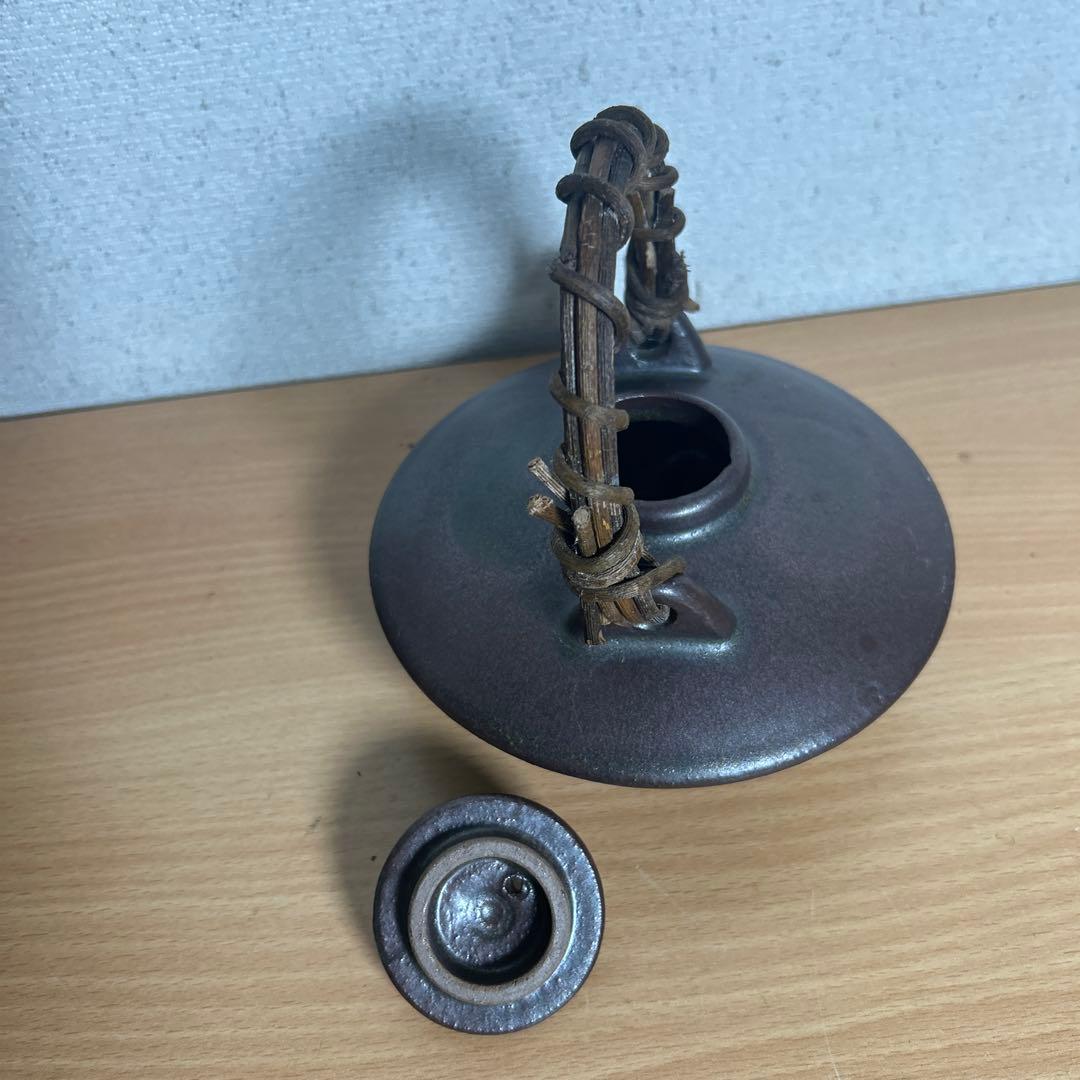 自宅保管品　黒薩摩の銚子　急須　 銘　柿