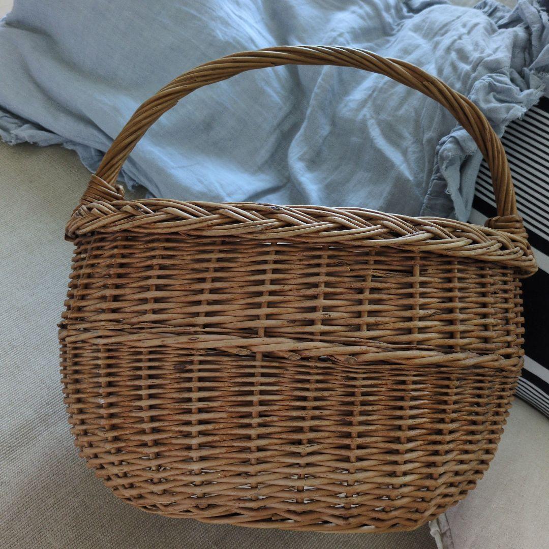 フランス　アンティーク　大きめ　パニエ　バスケット　籠　ブロカント雅姫