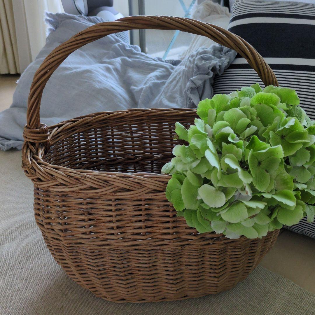 フランス　アンティーク　大きめ　パニエ　バスケット　籠　ブロカント雅姫