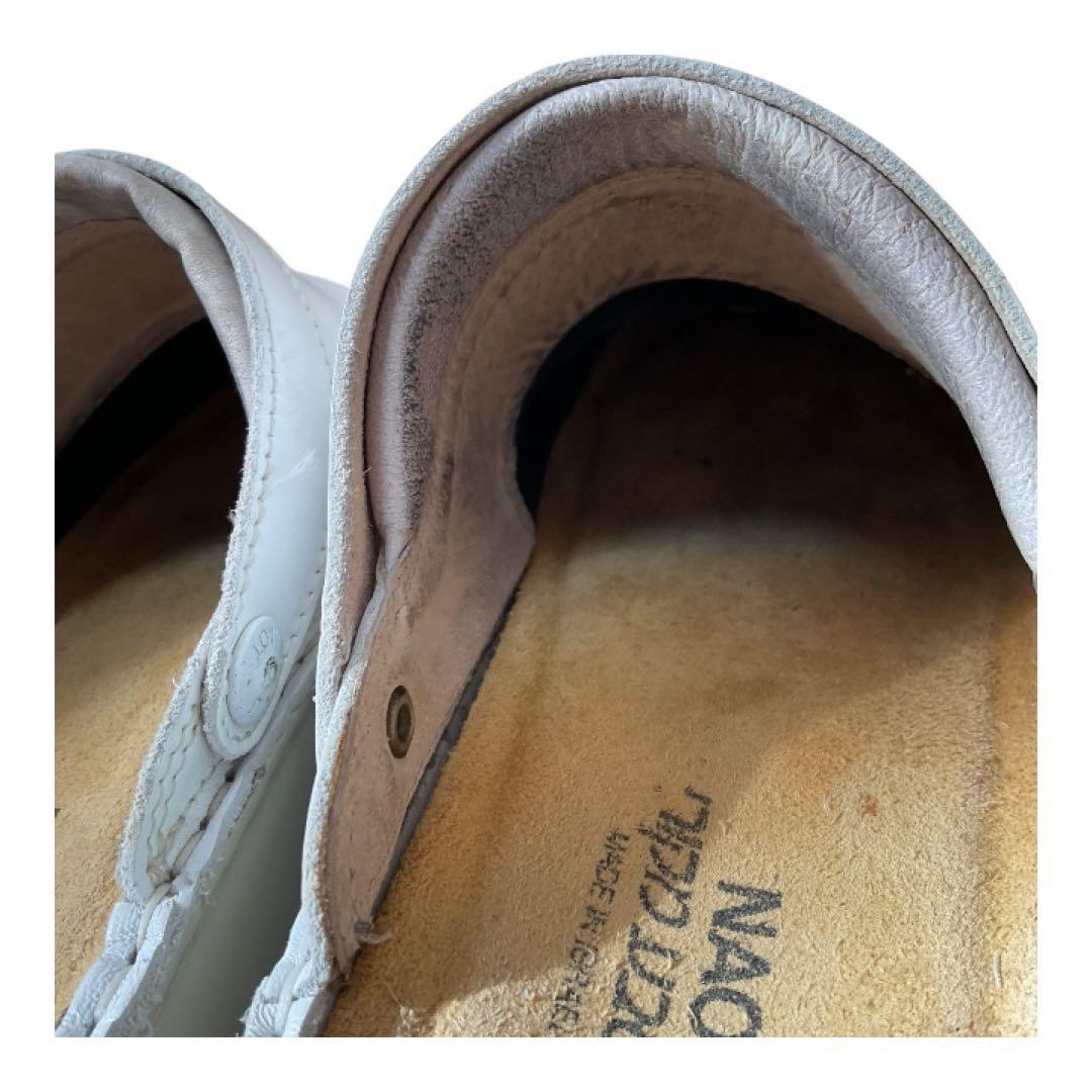 訳アリ NAOT IRIS サボサンダル ホワイト レザー ナオトアイリス 38