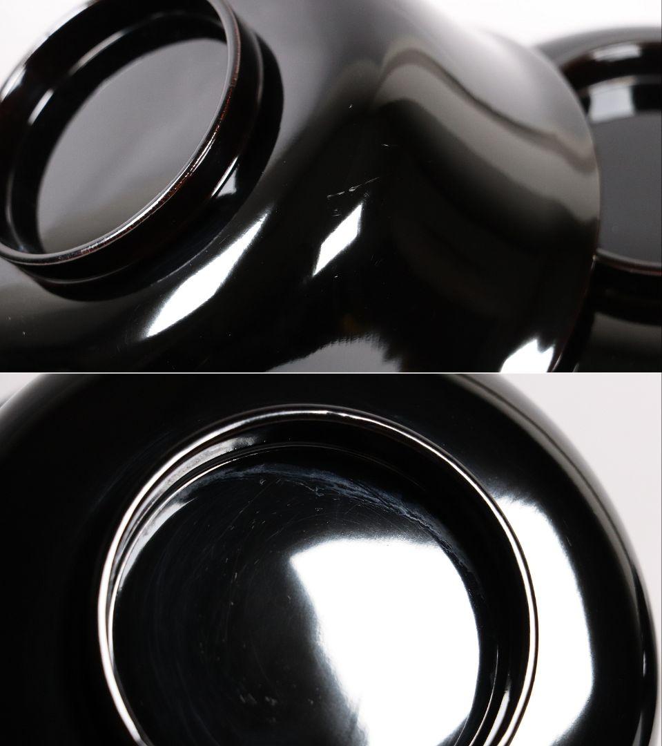 木製漆器 梅蒔絵 黒塗 椀 五客 漆芸 茶懐石 会席道具【MA287】