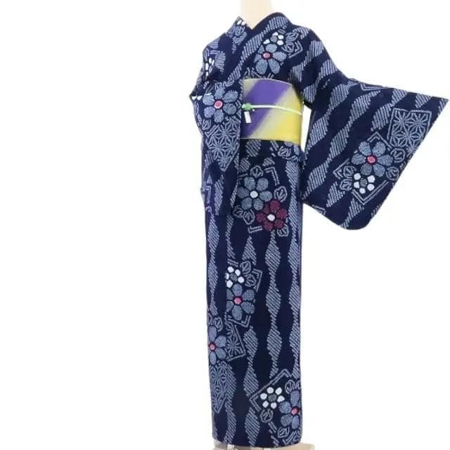 Y1180◆新品 綿 有松鳴海絞り 洗える夏着物 仕付け糸付 手縫い 高級浴衣