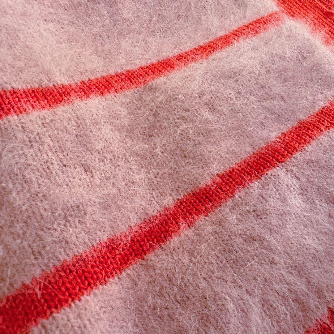 希少•美品【カシミヤmixウール／シャギーニット】アナイ／ボーダー柄カーディガン