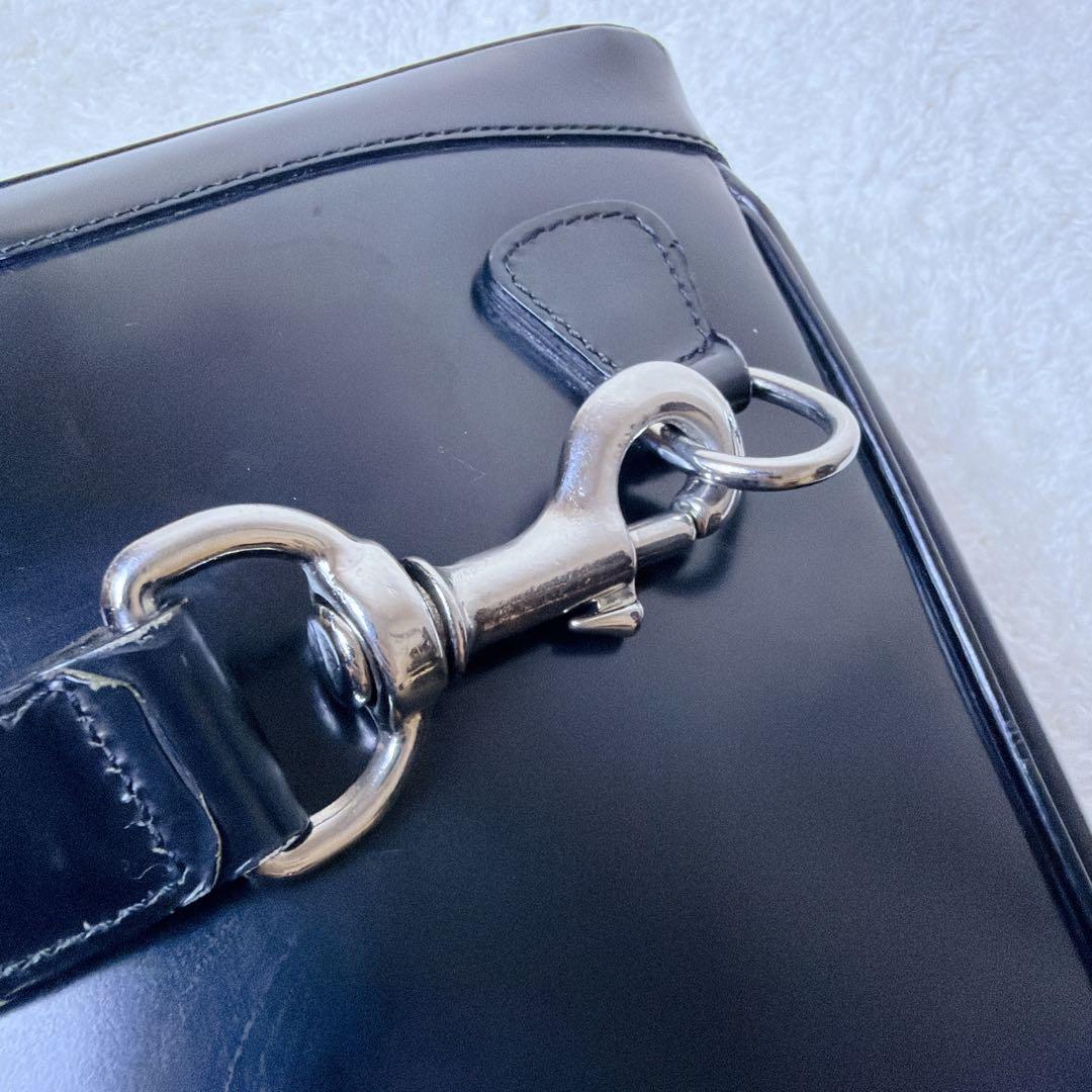 GUCCI 2way スリング ショルダーバッグ バンブー エナメル ブラック