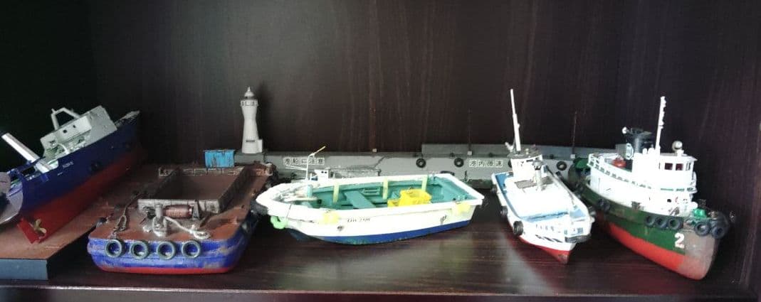 【ワンオフ】HO 和船　漁船　船外機　マーキュリー　モーター付　ストラクチャー