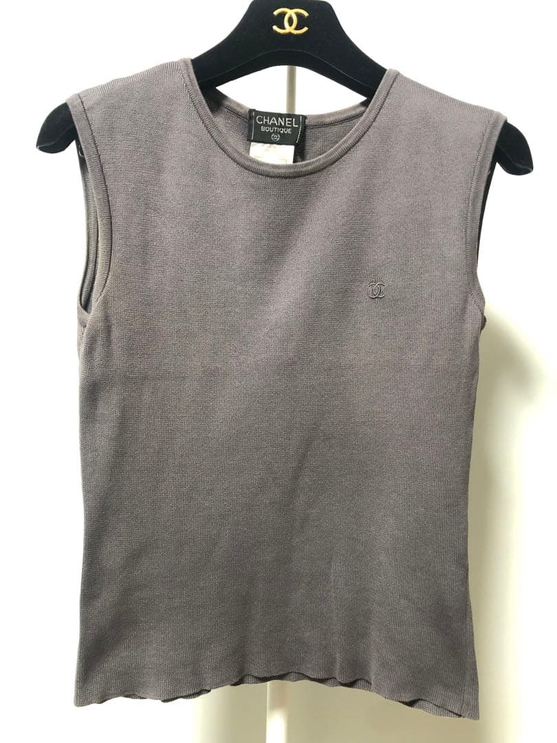 CHANEL 98Cコットン アンサンブル カーディガンタンクトップ