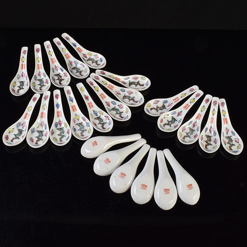 中国　景徳鎮　龍花文　レンゲ　24点まとめて　C　8592