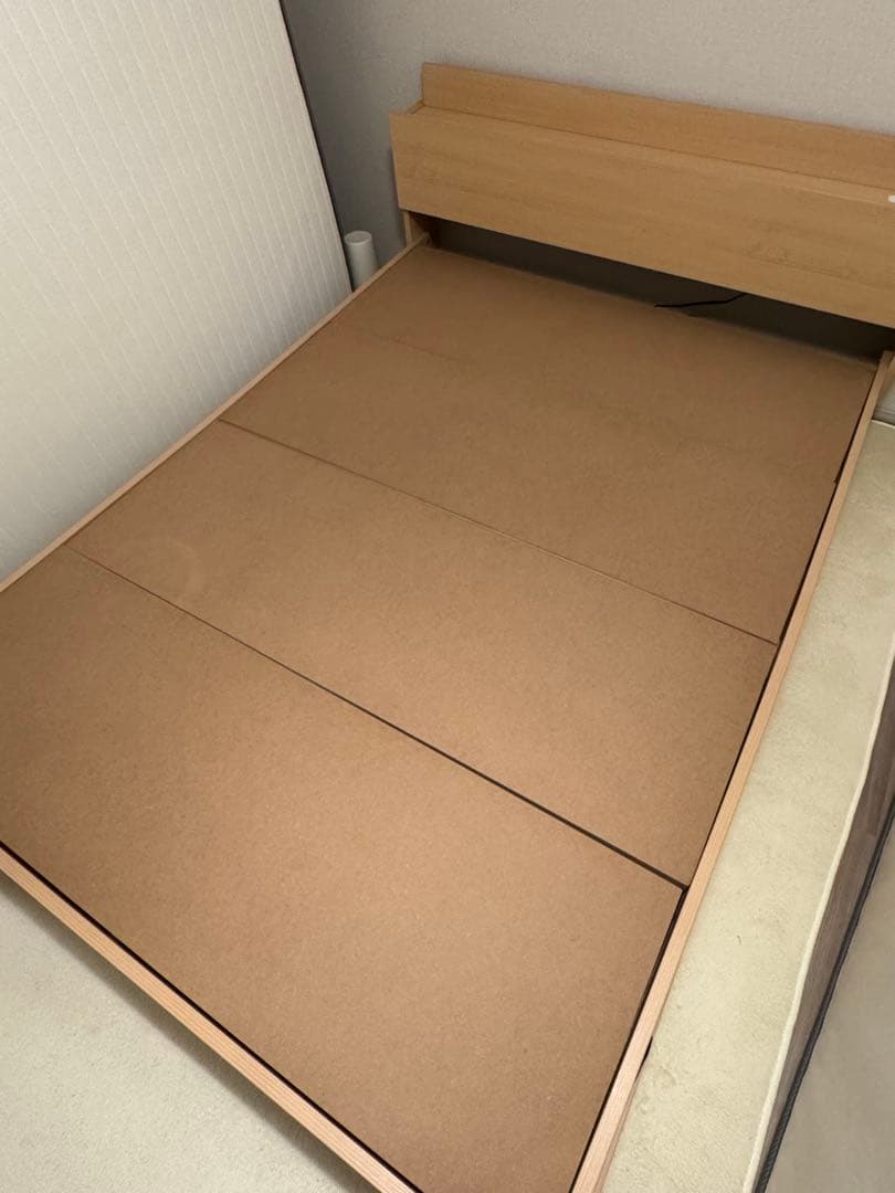 【おかめ】【美品】ニトリ ダブルベッドフレーム 収納付き