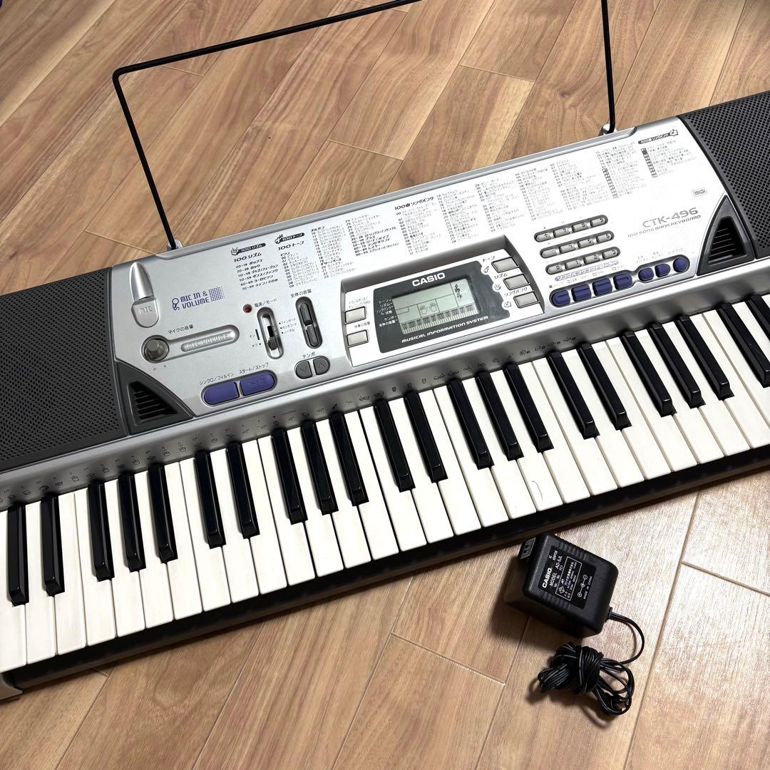 良品【CASIO CTK-496】電子キーボード　電子ピアノ　61鍵　動作確認済