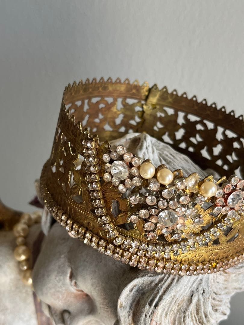 フランス製 ビンテージ アンティーク調 天使像 石膏製 室内装飾オブジェ