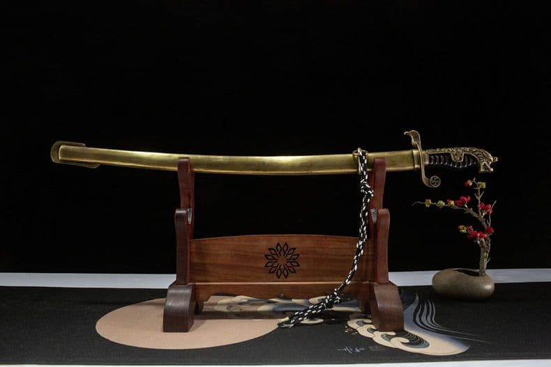 金色装飾の鋼の刀 武具　刀装具　日本刀　模造刀 居合刀 武士道 98式軍刀