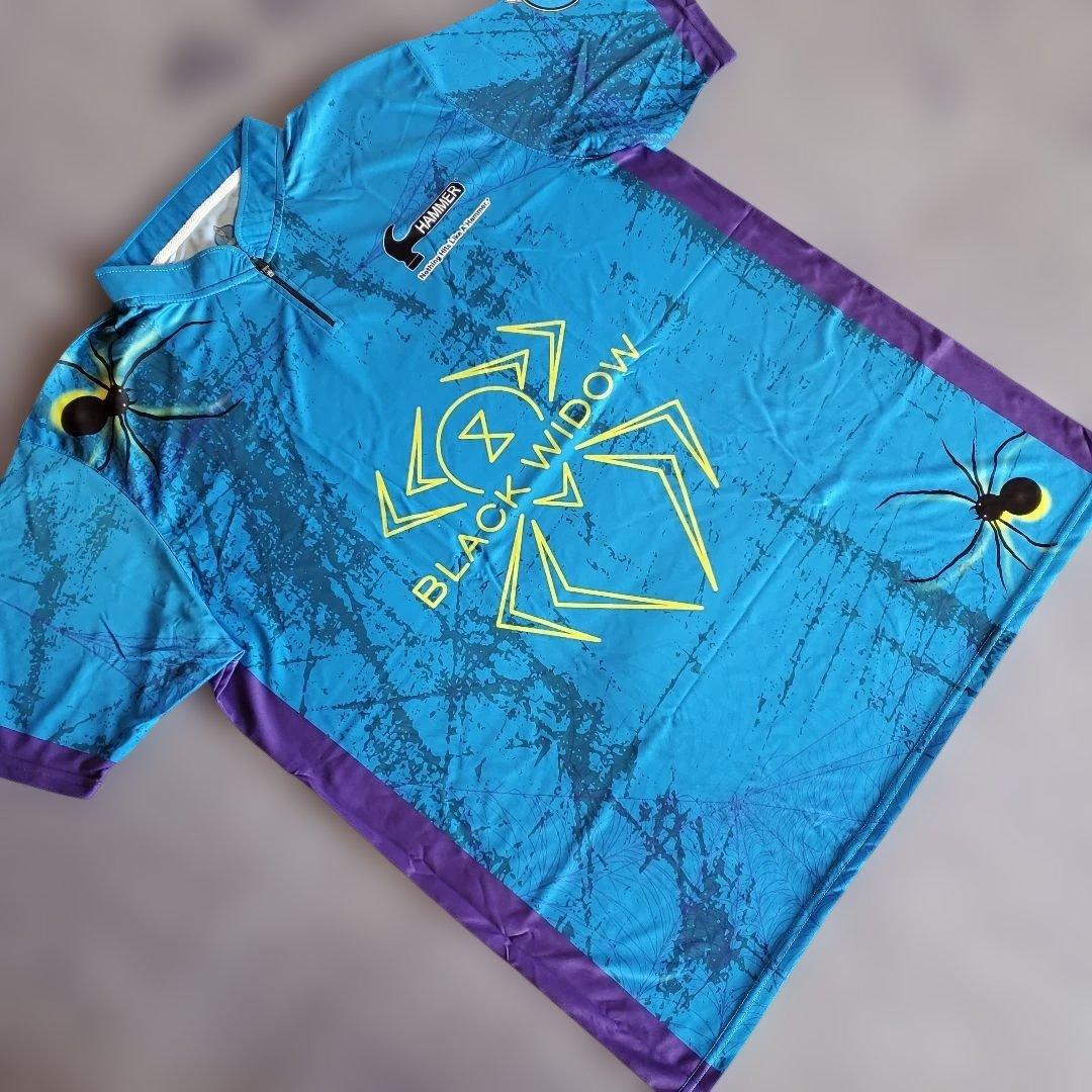 ✨新品✨ボウリングウェア　【5XL】　ブラックウィドー　ハンマー　ブルー　大きめ