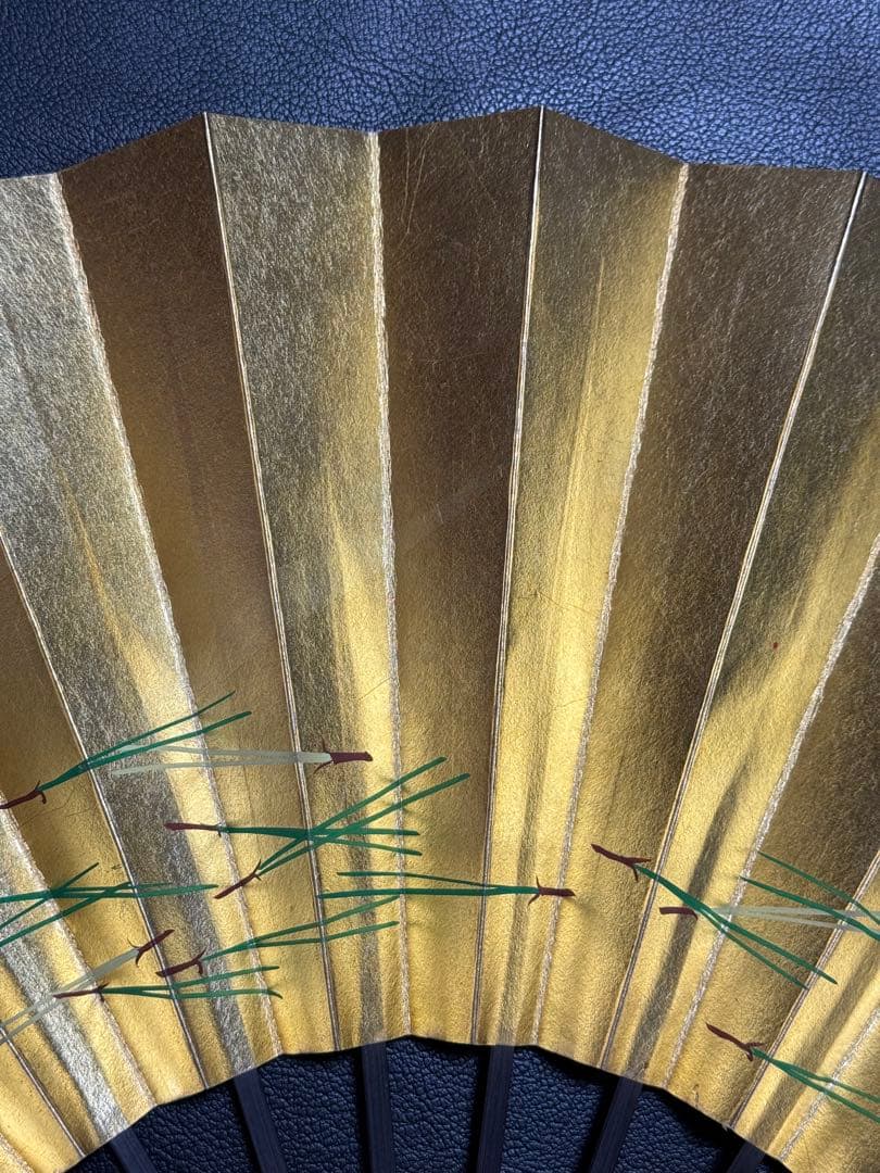 扇子　33.5cm 十松屋福井扇舗　金　桜　松葉　片面違い　仕舞扇　能楽　着物