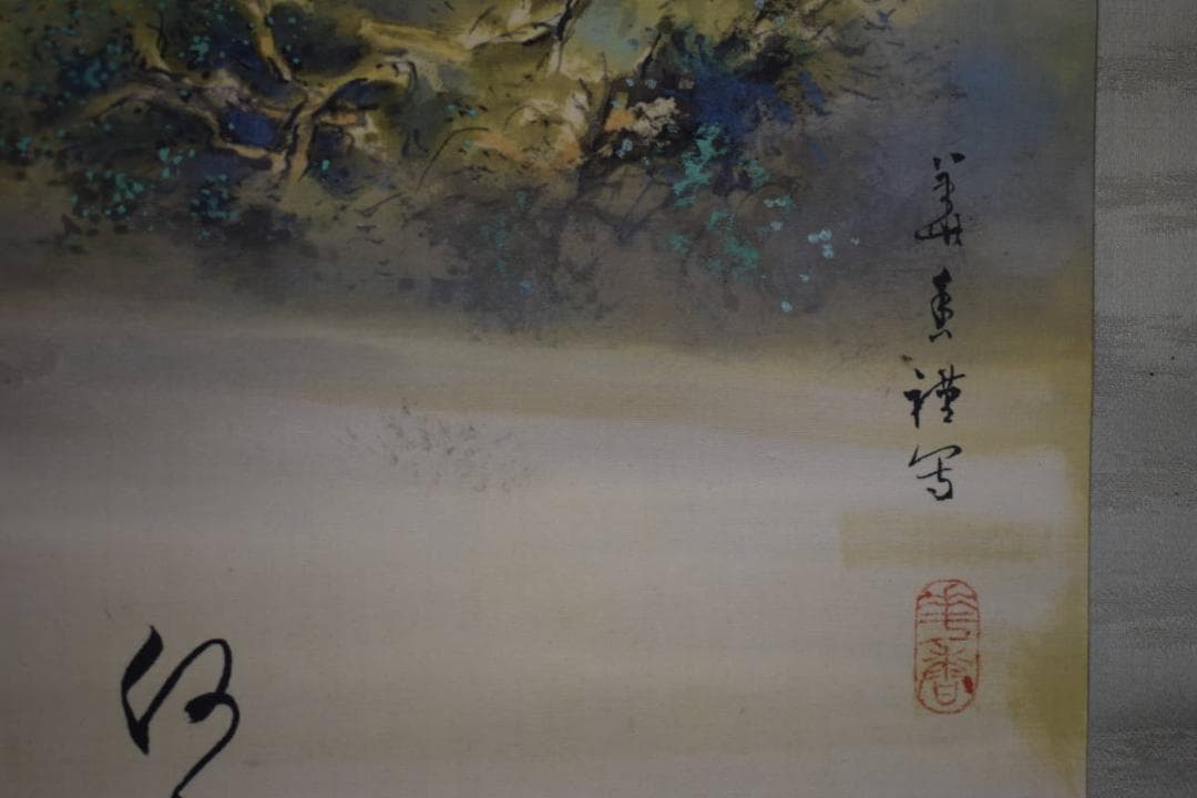 真作/（賛）陸軍中将/堀内文次郎/文治郎/伊勢神宮画賛/布袋屋掛軸HJ-302