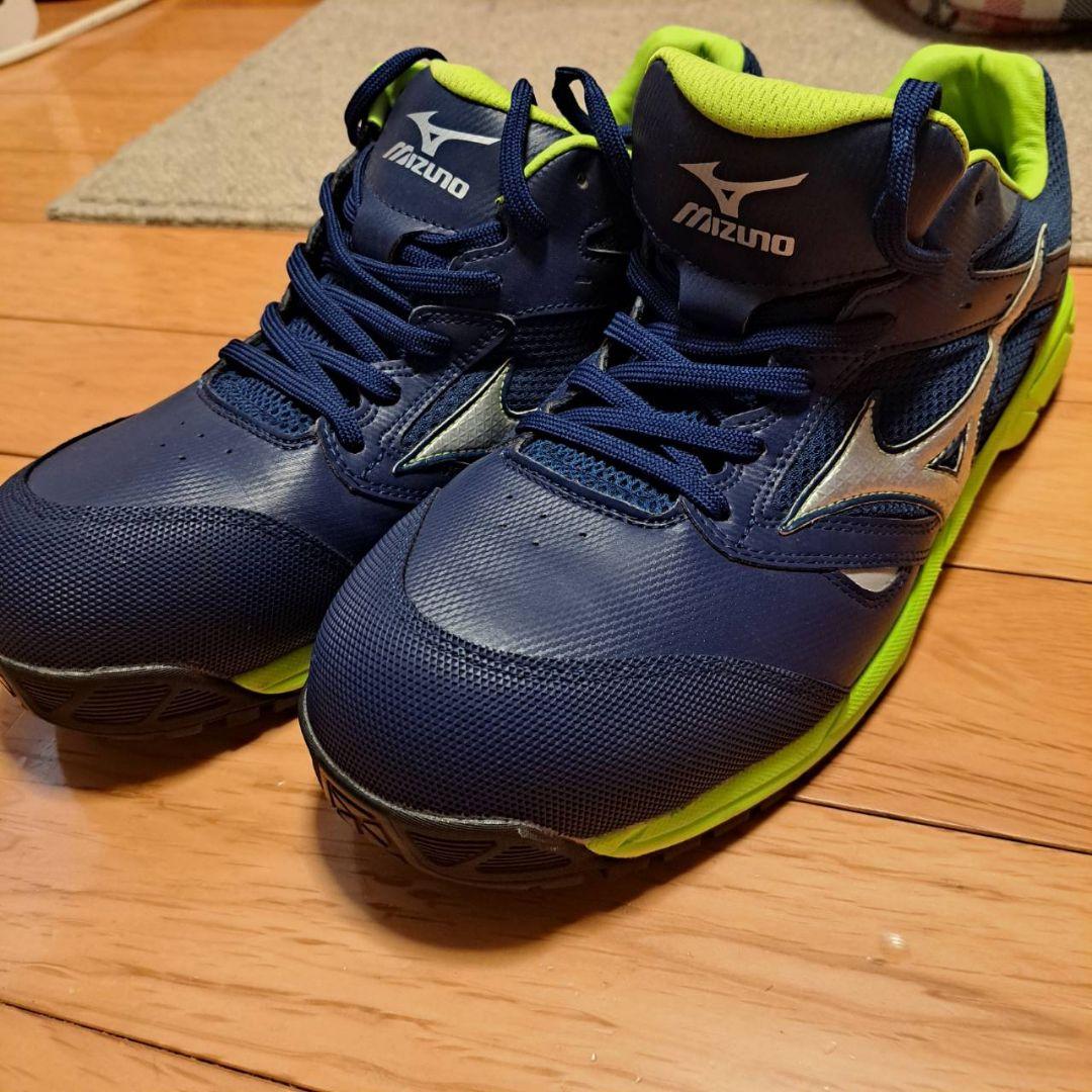 ミズノ　ワークシューズ オールマィティ　 ネイビー×シルバー×グリーン