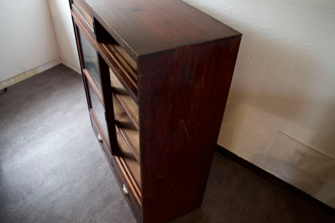 木製ガラス棚　食器棚　古道具　アンティーク