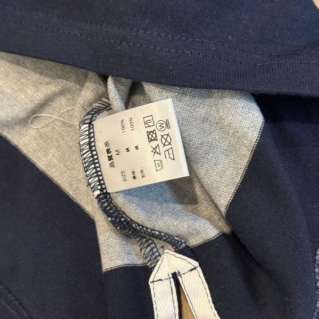 Deaileネイビーグレー ストライプ ラガーシャツ M