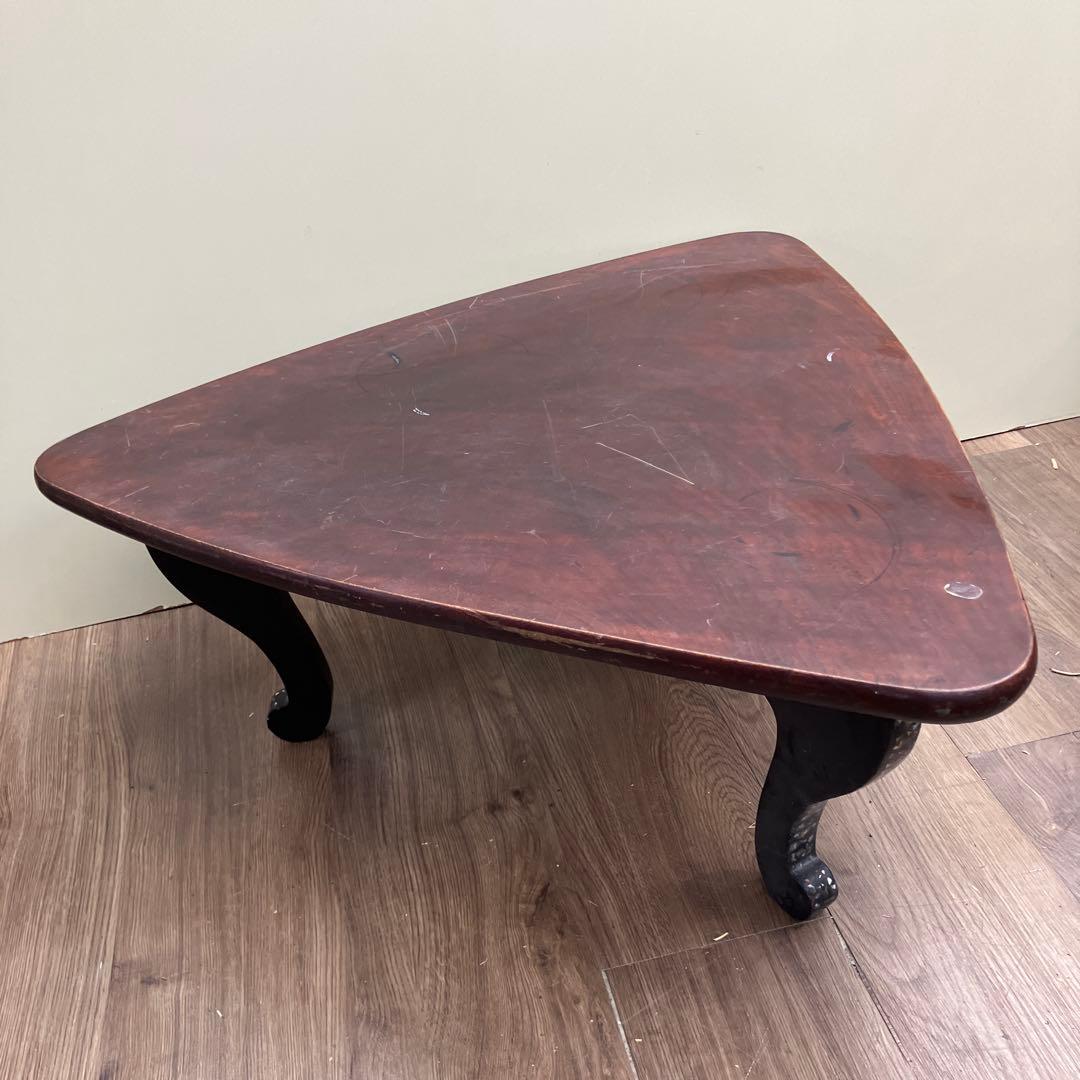 4F アンティーク 三角形 ミニテーブル 猫脚 螺鈿細工 飾り台 ヴィンテージ