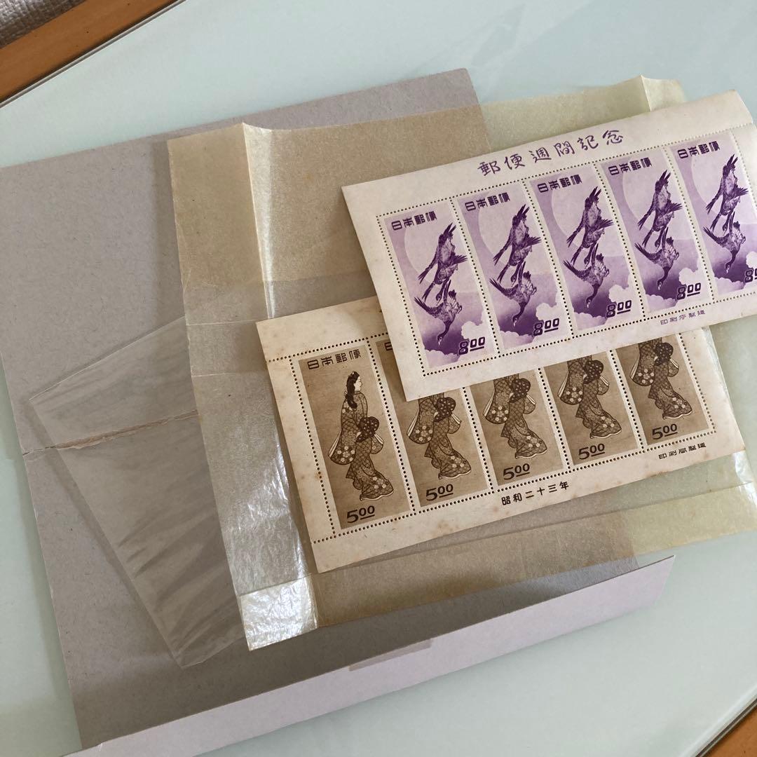 見返り美人 月に雁 趣味週間 未使用品 シート売り ⚫︎シミあり⚫︎