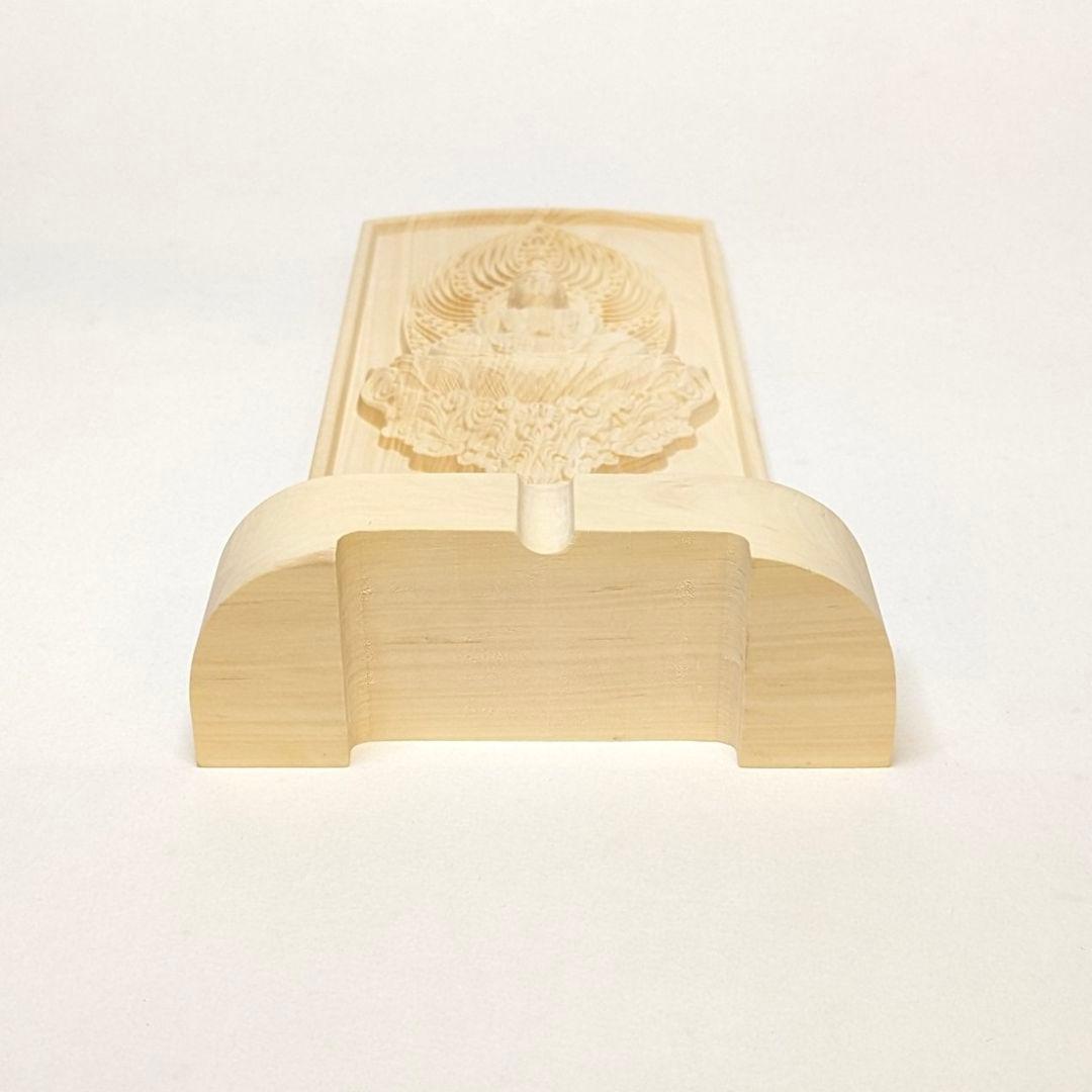 【フォロー割・新品】 釈迦座像　柘植　総高さ約25.8㎝　スタンドレリーフ