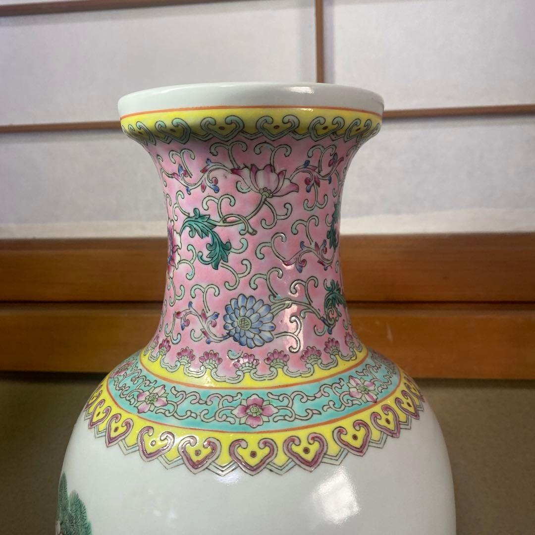 中国古玩色絵花瓶36cm20cm