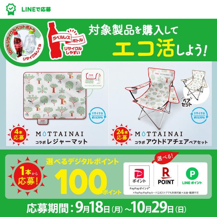送料込♪当選品！コカコーラ×MOTTAINAI レジャーマット&チェア 2脚♪