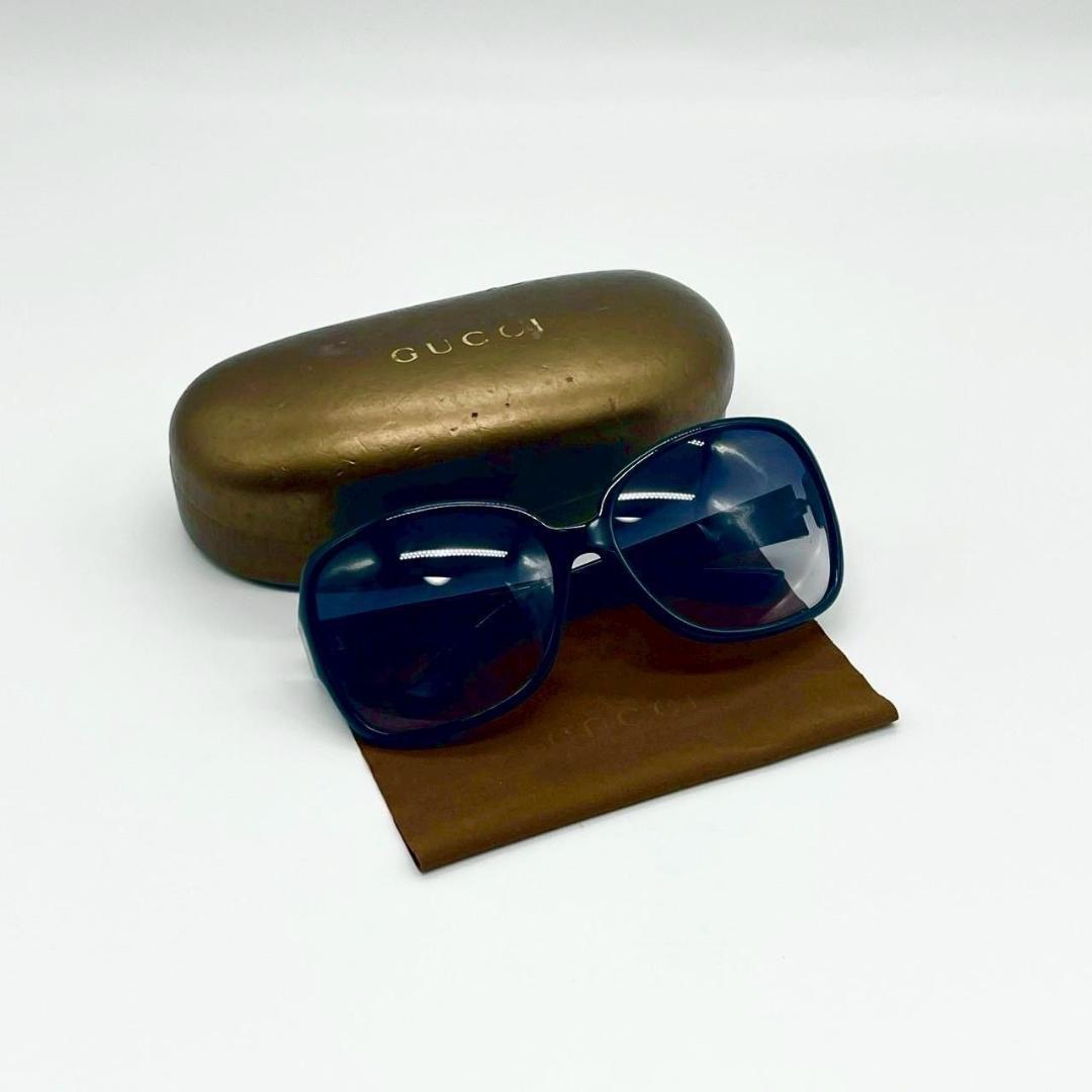 グッチ サングラス アイウェア プラスチック ネイビー シルバー 70908