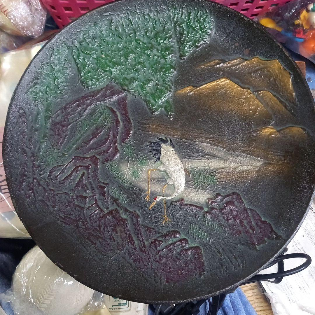 漆器 鶴と山の鋳物皿