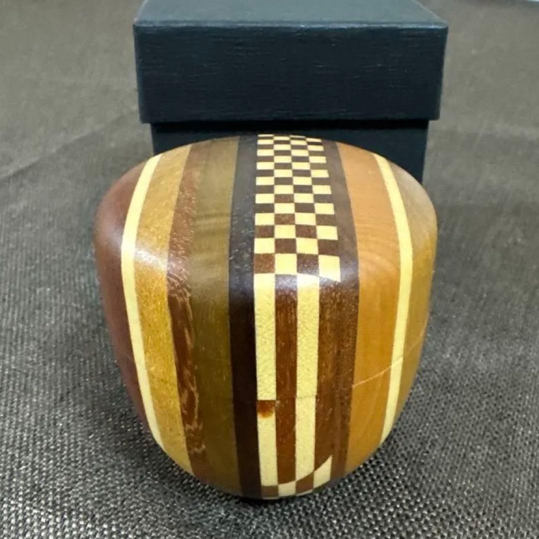 【茶道具】【棗なつめ】【送料無料】箱根寄木細工中棗露木工房作（紙箱）