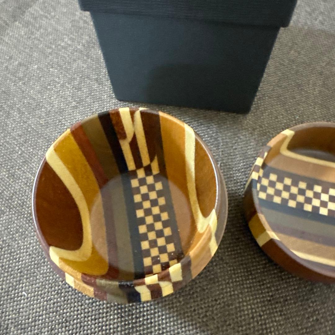 【茶道具】【棗なつめ】【送料無料】箱根寄木細工中棗露木工房作（紙箱）