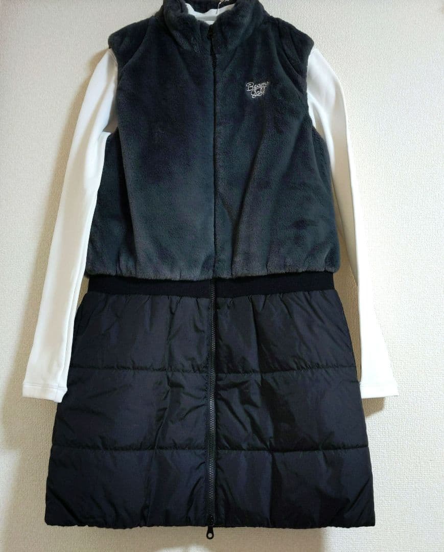 再再再値下げビームスゴルフ　中綿ワンピースL　グレー×黒