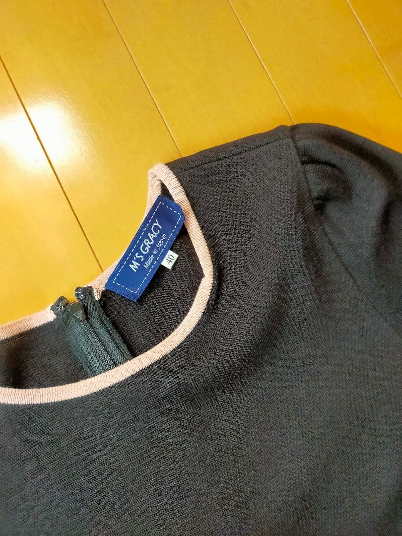 M. GRACY リボン柄 ひざ丈ワンピース 40 可愛い