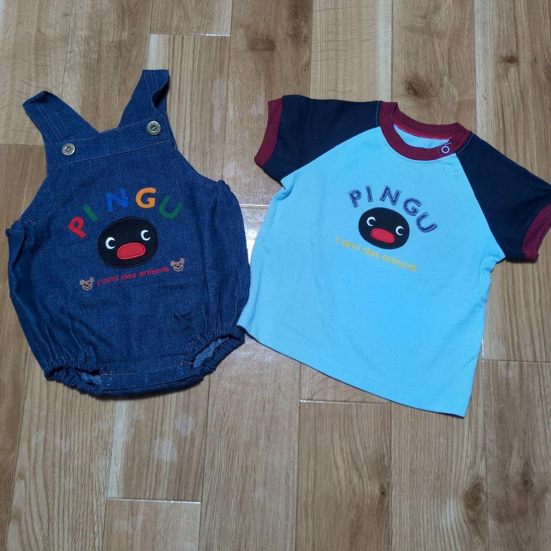 PINGU デニムロンパース・Tシャツ　サイズ90 ピングー