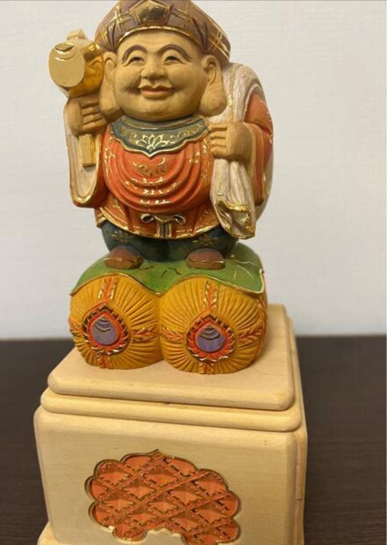 大黒天　新品　美品　仏像　木彫　商売繁盛　柘植　開運