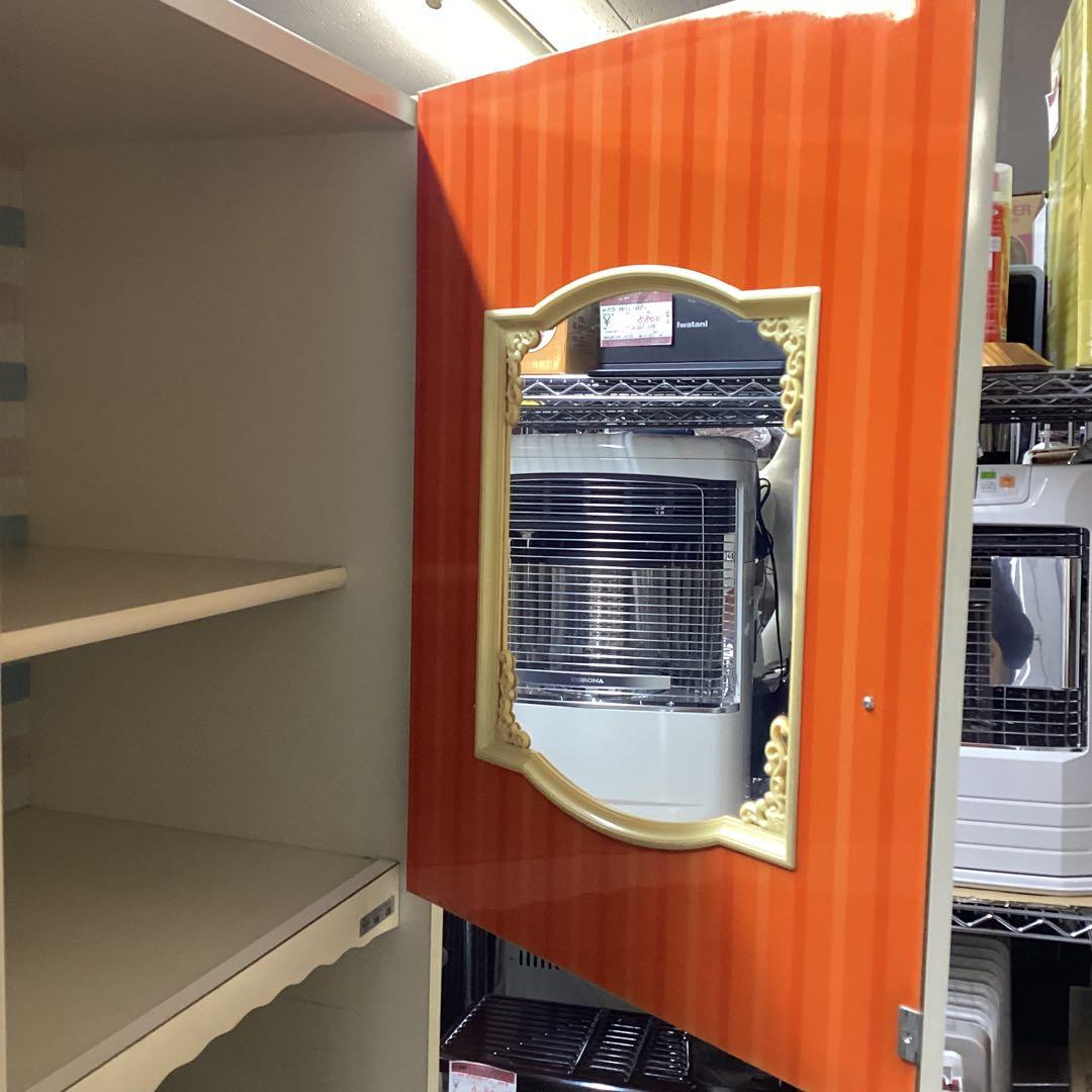 昭和レトロ 本棚 引き出し4段 レトロポップ 食器棚 飾り棚 シェルフ オレンジ