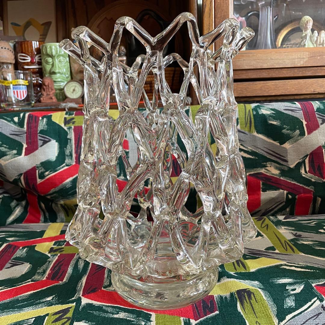芸術品！50's〜アメリカンアンティーク　ガラスアート置物　ミッドセンチュリー