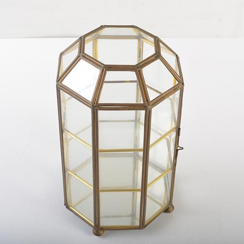 アンティーク　銅枠　八角　ガラスケース　宝石入　ディスプレイケース　CR7319