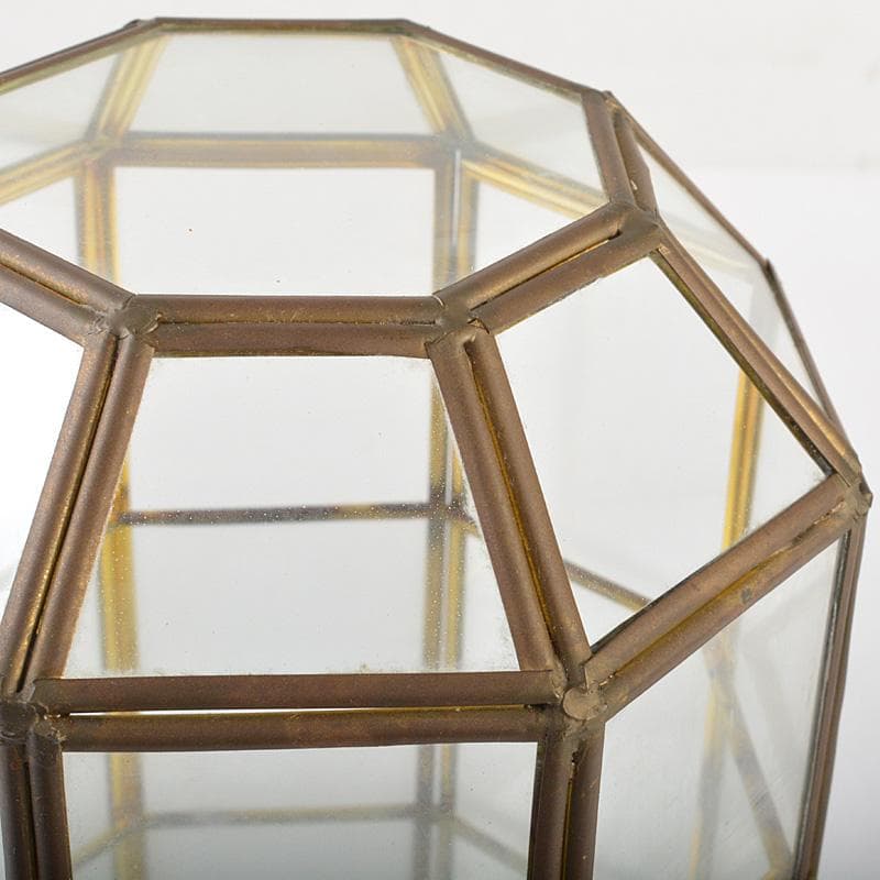 アンティーク　銅枠　八角　ガラスケース　宝石入　ディスプレイケース　CR7319