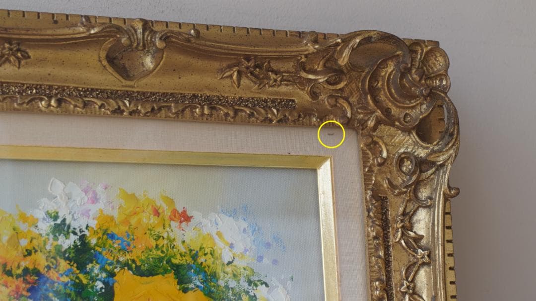 油絵 花 F4号 斎藤遊児 絵画 静物画 額縁 ガラス付き